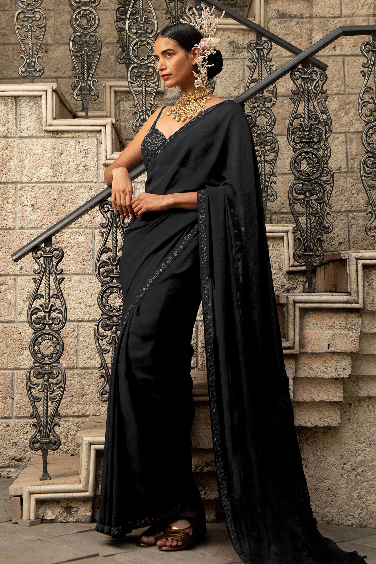 Soni 270 Sequence Heavy Stylish Party Wear Georgette Designer Saree Collection